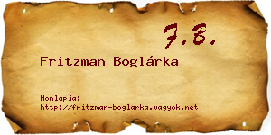 Fritzman Boglárka névjegykártya
